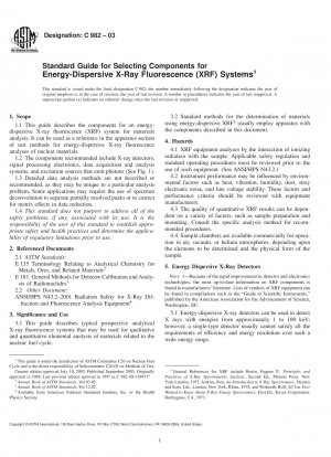 Standardhandbuch für die Auswahl von Komponenten für energiedispersive Röntgenfluoreszenzsysteme (RFA).