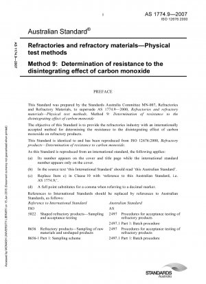 Feuerfeste Materialien und feuerfeste Materialien - Physikalische Prüfverfahren - Bestimmung der Beständigkeit gegen die zersetzende Wirkung von Kohlenmonoxid