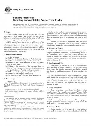 Standardpraxis für die Probenahme von nicht konsolidiertem Abfall aus LKWs
