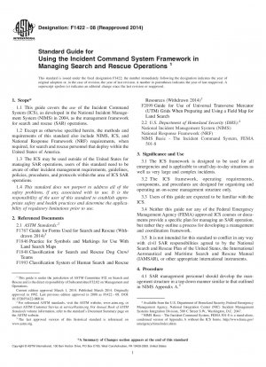 Standardhandbuch für die Verwendung des Incident Command System Framework bei der Verwaltung von Such- und Rettungseinsätzen