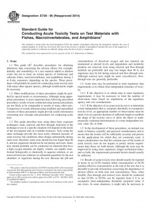 Standardhandbuch für die Durchführung von Tests zur akuten Toxizität an Testmaterialien mit Fischen, Makrowirbellosen und Amphibien