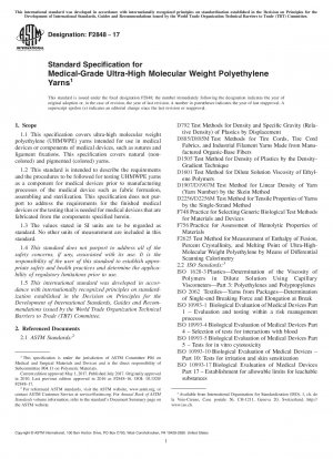 Standardspezifikation für Garne aus Polyethylen mit ultrahohem Molekulargewicht in medizinischer Qualität