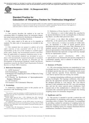 Standardpraxis zur Berechnung von Gewichtungsfaktoren für die Tristimulus-Integration