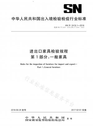 Regeln für die Inspektion von Möbeln für den Import und Export. Teil 1: Allgemeine Möbel