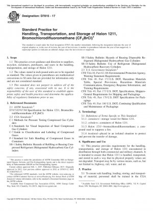 Standardpraxis für Handhabung, Transport und Lagerung von Halon 1211, Bromchlordifluormethan (CF2BrCl)