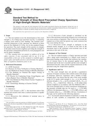 Standardprüfverfahren für die Rissfestigkeit von vorgerissenen Charpy-Proben aus hochfesten metallischen Werkstoffen mit langsamer Biegung (zurückgezogen 2005)