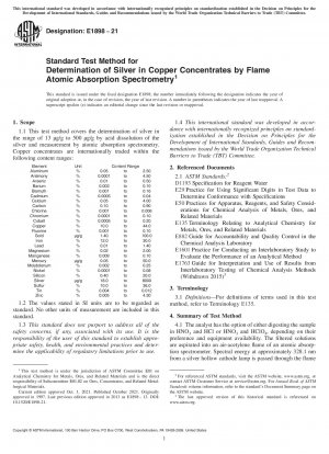 Standardtestmethode zur Bestimmung von Silber in Kupferkonzentraten mittels Flammen-Atomabsorptionsspektrometrie
