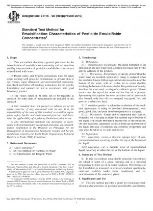 Standardtestmethode für Emulgierungseigenschaften von emulgierbaren Pestizidkonzentraten
