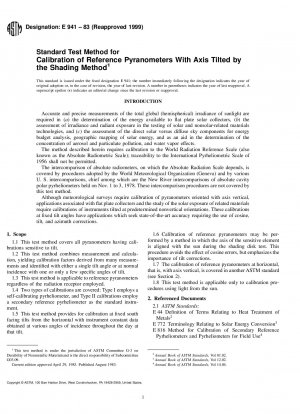 Standardtestverfahren zur Kalibrierung von Referenzpyranometern mit nach der Schattierungsmethode geneigter Achse (zurückgezogen 2005)