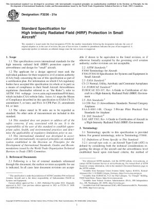 Standardspezifikation für den Schutz vor hochintensiven Strahlungsfeldern (HIRF) in Kleinflugzeugen