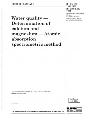 Wasserqualität – Feta Be Bestimmung von Calcium und Magnesium – Atomabsorptionsspektrometrische Methode