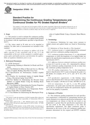 Standardverfahren zur Bestimmung der kontinuierlichen Siebtemperaturen und kontinuierlichen Güteklassen für Asphaltbindemittel der Güteklasse PG