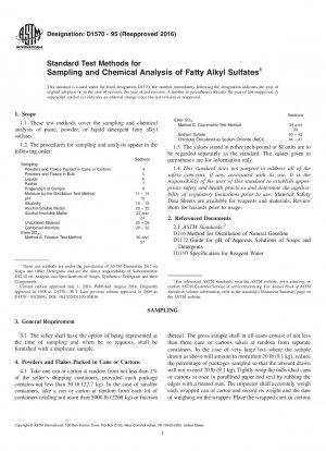 Standardtestmethoden für die Probenahme und chemische Analyse von Fettalkylsulfaten