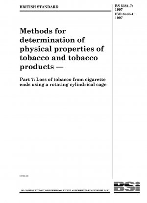 Methoden zur Bestimmung der physikalischen Eigenschaften von Tabak und Tabakprodukten. Tabakverlust aus Zigarettenstummeln durch einen rotierenden zylindrischen Käfig
