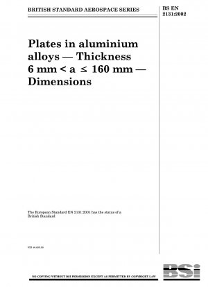 Luft- und Raumfahrt - Platten aus Aluminiumlegierungen - Dicke 6 mm und 160 mm - Abmessungen