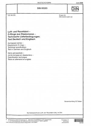 Luft- und Raumfahrt - Elastomere O-Ringe - Technische Spezifikation; Text in Deutsch und Englisch