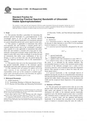 Standardpraxis zur Messung der praktischen Spektralbandbreite von Ultraviolett-Vis-Spektrophotometern