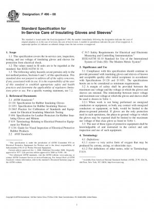 Standardspezifikation für die Pflege von Isolierhandschuhen und -ärmeln im laufenden Betrieb