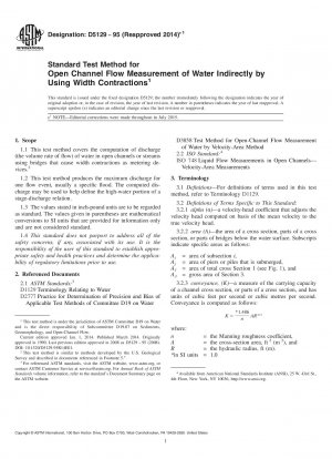 Standardtestmethode für die indirekte Durchflussmessung von Wasser in offenen Kanälen unter Verwendung von Breitenkontraktionen