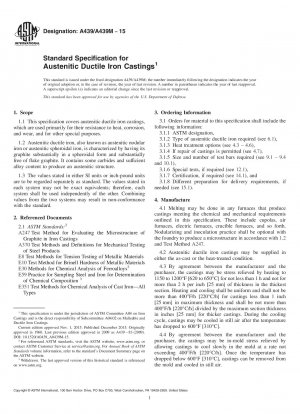 Standardspezifikation für Gussteile aus austenitischem duktilem Eisen