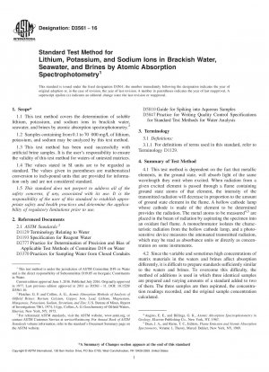 Standardtestmethode für Lithium-, Kalium- und Natriumionen in Brackwasser, Meerwasser und Sole durch Atomabsorptionsspektrophotometrie