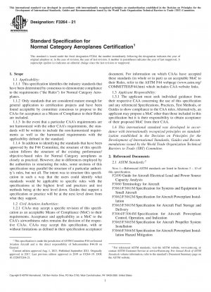Standardspezifikation für die Zertifizierung von Flugzeugen der normalen Kategorie