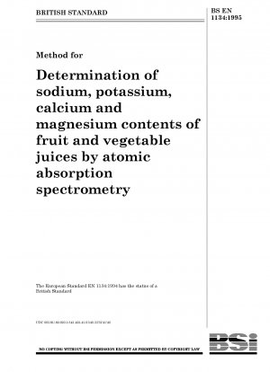 Methode zur Bestimmung des Natrium-, Kalium-, Calcium- und Magnesiumgehalts von Obst- und Gemüsesäften mittels Atomabsorptionsspektrometrie