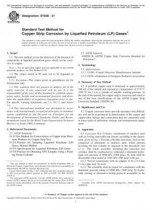 Standardtestmethode für die Korrosion von Kupferbändern durch Flüssiggase (LP).