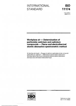 Arbeitsplatzluft – Bestimmung von partikulärem Cadmium und Cadmiumverbindungen – Flammen- und elektrothermische Atomabsorptionsspektrometermethode