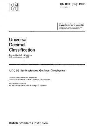 Universelle Dezimalklassifikation – Vollständige englische Ausgabe – Geowissenschaften – Geologie – Geophysik