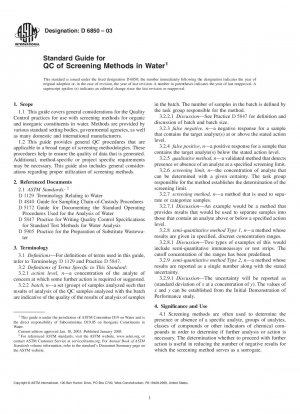 Standardhandbuch für die Qualitätskontrolle von Screening-Methoden in Wasser