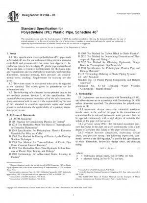 Standardspezifikation für Kunststoffrohre aus Polyethylen (PE), Anhang 40