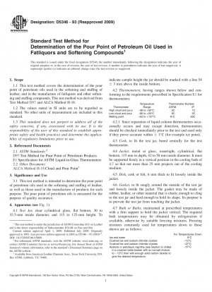 Standardtestmethode zur Bestimmung des Pourpoints von Erdöl, das in Fettungsmitteln und Weichmachern verwendet wird