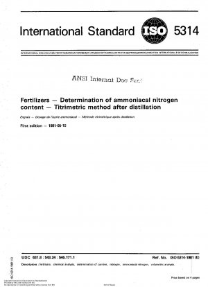 Düngemittel; Bestimmung des Ammoniumstickstoffgehalts; Titrimetrische Methode nach Destillation