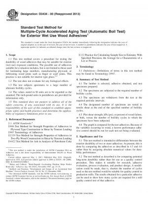 Standardtestmethode für den beschleunigten Alterungstest mit mehreren Zyklen (automatischer Kochtest) für Holzklebstoffe für den Außenbereich im Nassbereich