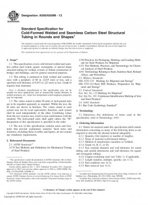 Standardspezifikation für kaltgeformte, geschweißte und nahtlose Strukturrohre aus Kohlenstoffstahl in runden und geformten Formen
