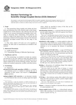 Standardterminologie für wissenschaftliche CCD-Detektoren (Charge-Coupled Device).