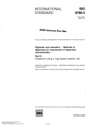Pigmente und Füllstoffe; Dispersionsmethoden zur Beurteilung der Dispersionseigenschaften; Teil 3: Dispergierung mit einer schnelllaufenden Flügelradmühle
