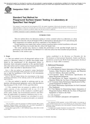 Standardtestmethode für die Aufprallprüfung von Spielplatzoberflächen im Labor bei vorgegebener Testhöhe