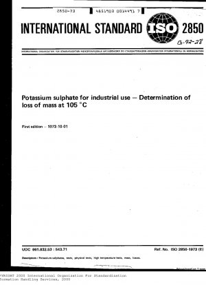 Kaliumsulfat für industrielle Zwecke; Bestimmung des Masseverlustes bei 105 Grad C