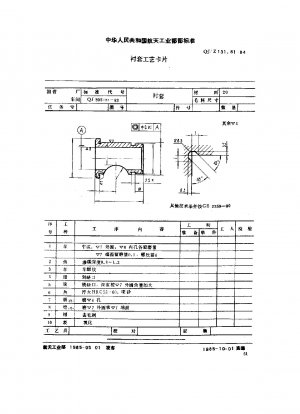 Prozesskarte für Teile von Werkzeugmaschinenvorrichtungen Atlas Bushing Process Card