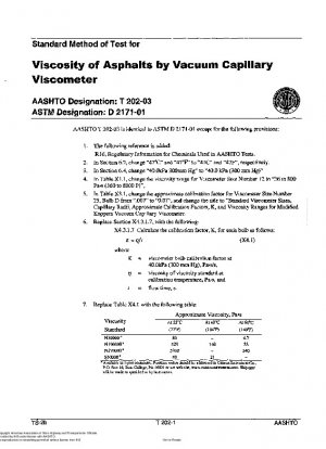 Standardmethode zur Prüfung der Viskosität von Asphalten mittels Vakuumkapillarviskosimeter