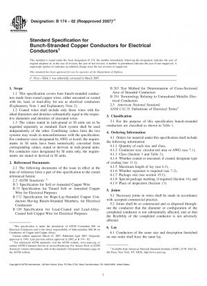 Standardspezifikation für bündelverseilte Kupferleiter für elektrische Leiter