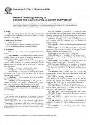 Standardterminologie in Bezug auf Kletter- und Bergsteigerausrüstung und -praktiken