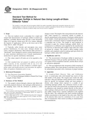 Standardtestmethode für Schwefelwasserstoff in Erdgas unter Verwendung von Prüfröhrchen mit Längenmessung