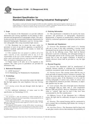 Standardspezifikation für Beleuchtungsgeräte zur Betrachtung industrieller Röntgenbilder