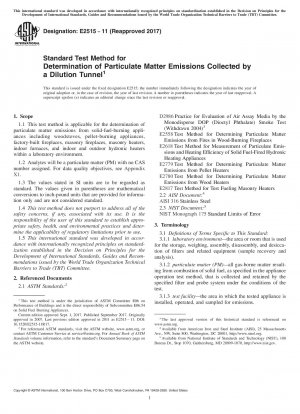 Standardtestmethode zur Bestimmung der von einem Verdünnungstunnel gesammelten Partikelemissionen
