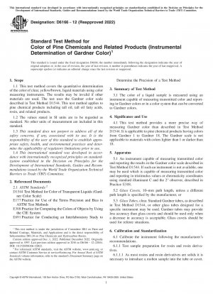 Standardtestmethode für die Farbe von Kiefernchemikalien und verwandten Produkten (Instrumentelle Bestimmung der Gardner-Farbe)