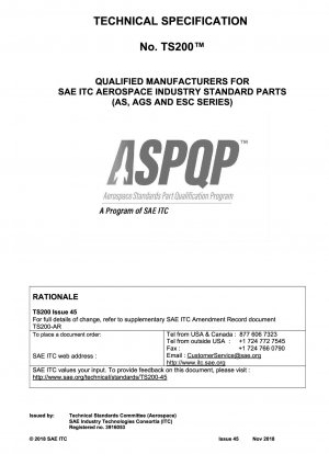 TS200-qualifizierte Hersteller für SAE ITC-Luft- und Raumfahrtindustrie-Standardteile (AS-, AGS- und ESC-Serie)