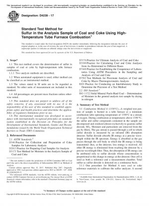 Standardtestmethode für Schwefel in der Analyseprobe von Kohle und Koks mittels Hochtemperatur-Röhrenofenverbrennung